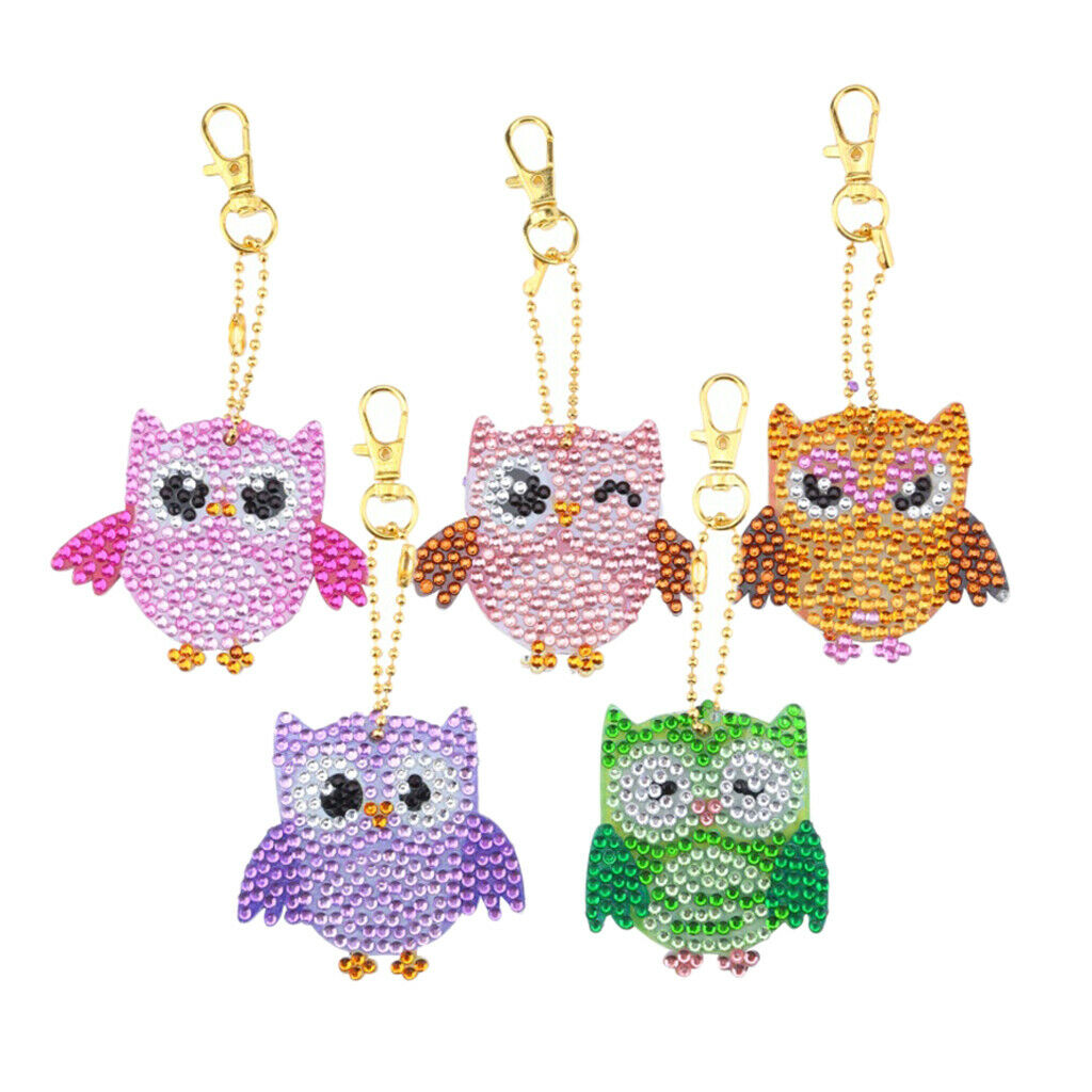 5x Keychain with Rhinestone Owl Pendant Gift for Women