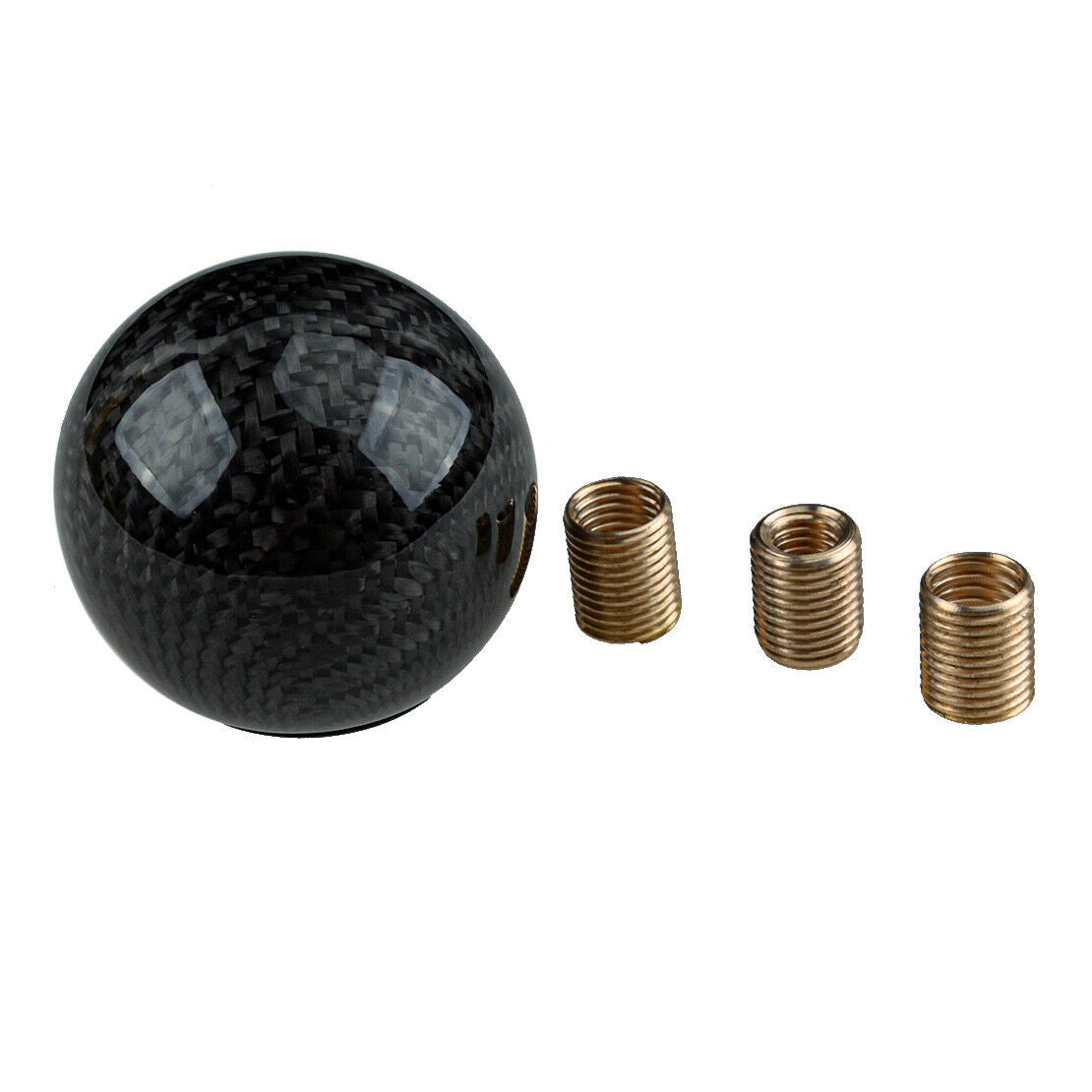 Universal Gear Shift Knob Round Ball Shape Car Carbon Fiber Style M8 M10 M12！