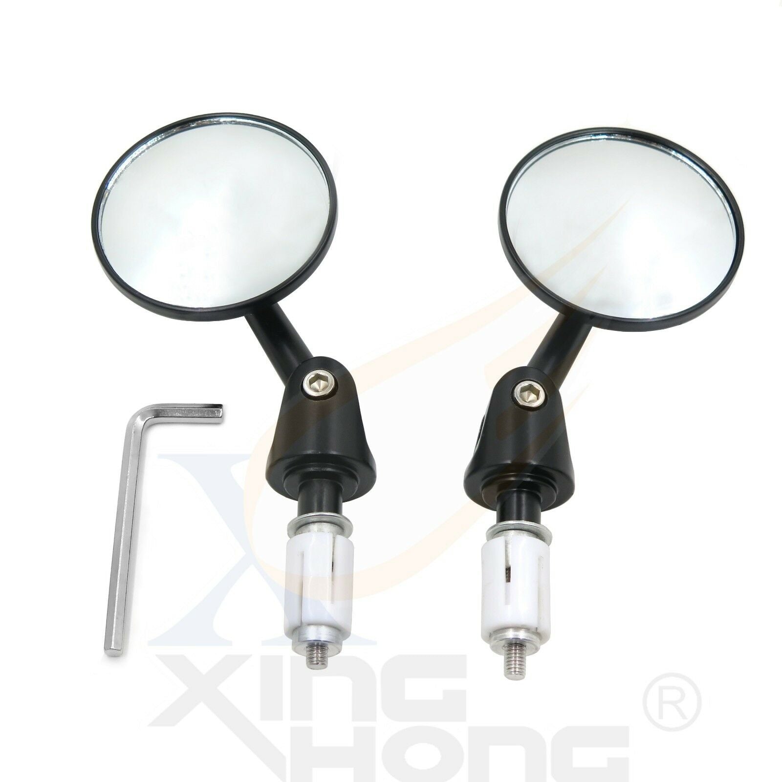 Black Bar End Mirrors Round 3" Convex Mirror 7/8" For Yamaha YZFR6 R6S YZF R6