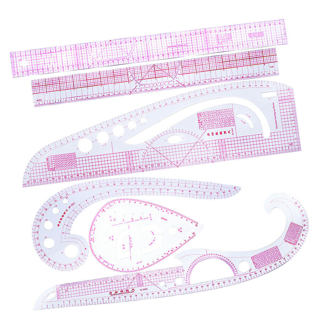 6pcs/Set Drawing Straight & Curve Sewing Clothing Rulers for Tailor Sewing