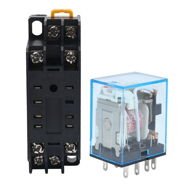 220/240V AC Coil DPDT Power Relay MY2NJ 8 Pin w Socket Base H4N8N8