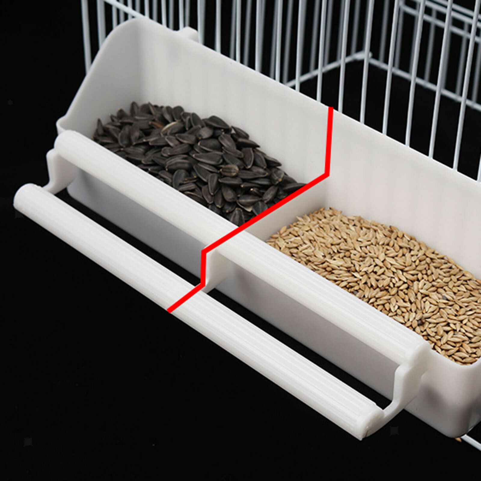 Pet Bird Food Feeder Bowl Cups Standing Frame Plastic White Waterer for Cage