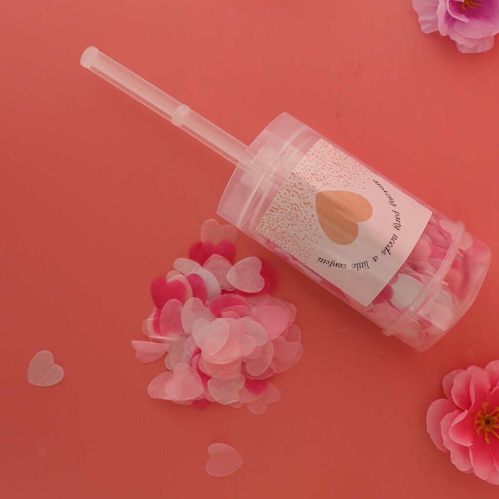 Biodegradable Popper Push Heart Confetti Container Wedding Decor Pink B