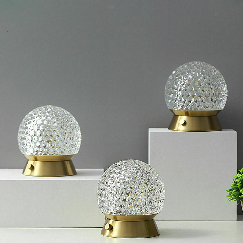 Crystal Desk Lamp Craft Rechargeable Dimmable Decor for NightStand Bedroom