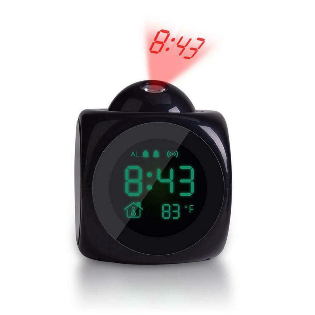 Colorful Backlight Alarm Digital Projector Projection Clock Black