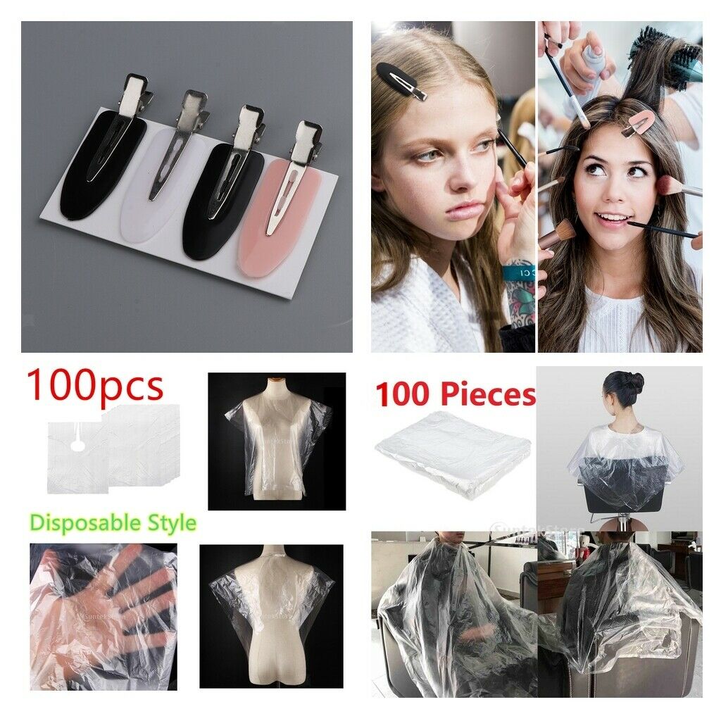 200Pcs Disposable Hair Cutting Cape Protect Barber Shop Capes 4pcs Clips