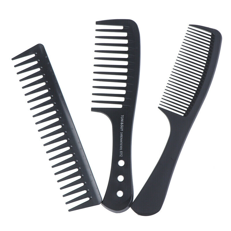 3pcs Wide Tooth Comb Black ABS Heat-resistant Wide Tooth Comb Hair Stylin.l8