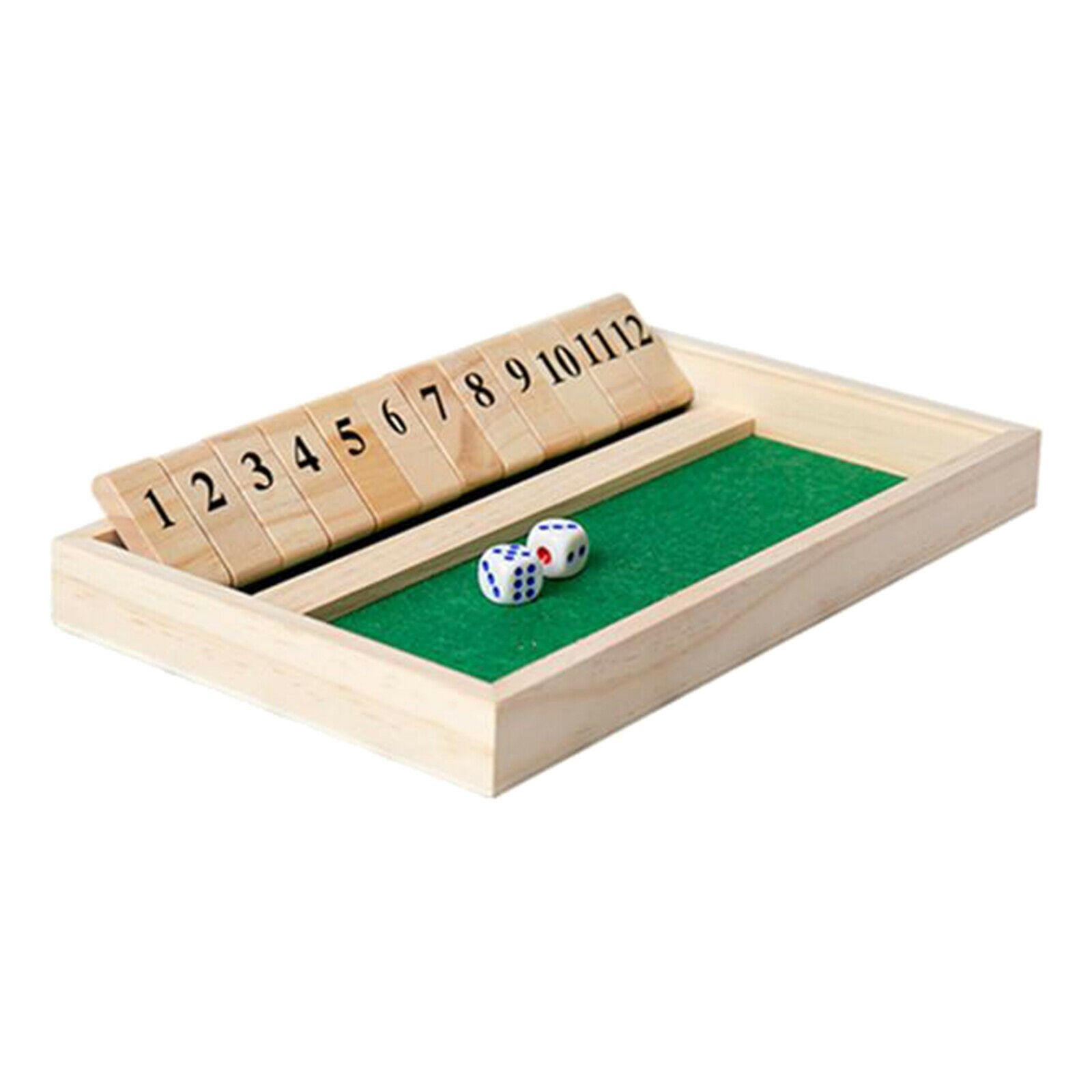 Traditional Shut the Box 12 Number Board Dice Game Family for Kids Adults