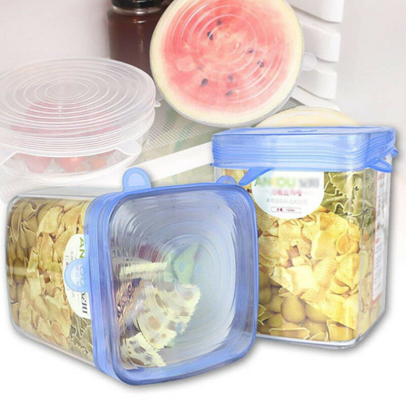 6X Reusable Silicone Wrap Bowl Seal Cover Stretch Lid Keep Food Fresh rISJCA