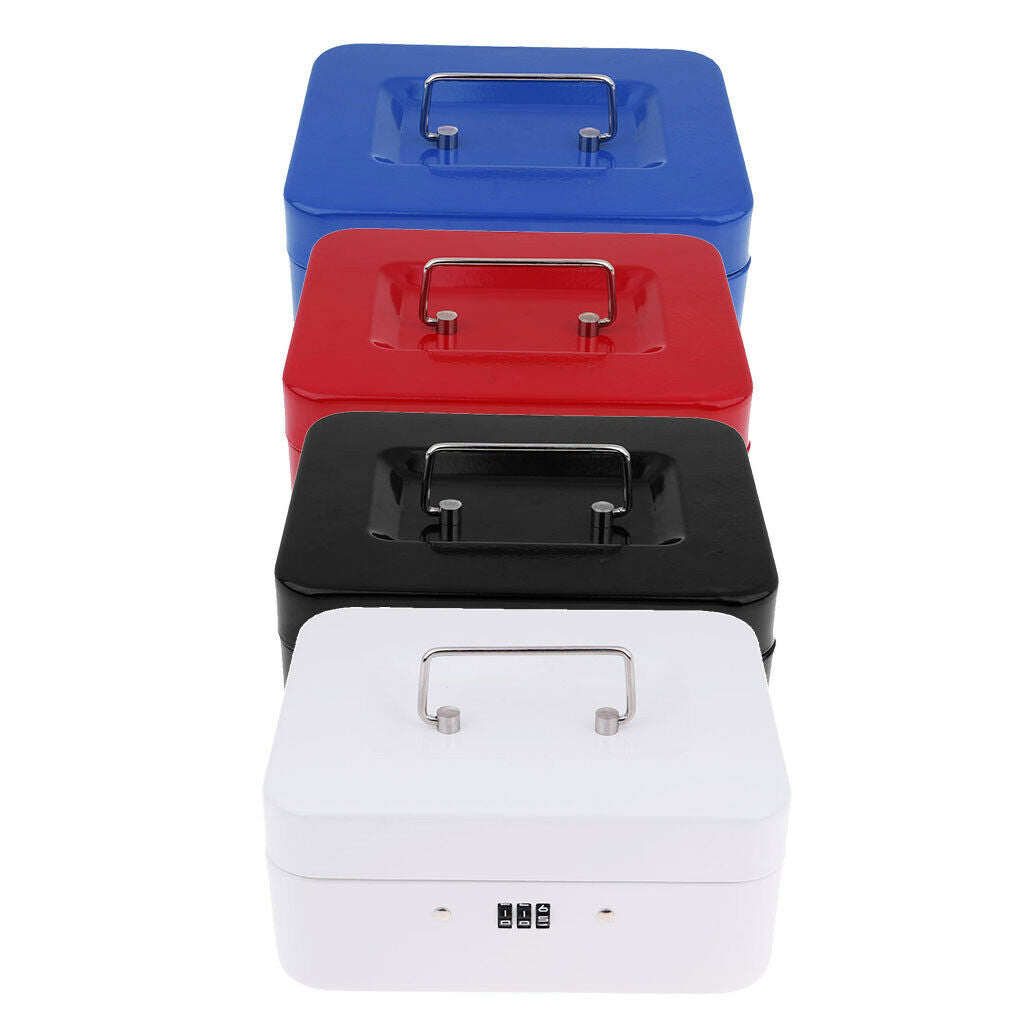 Small Metal Money Box Coins Cash Saving Box Piggy Bank for Security White