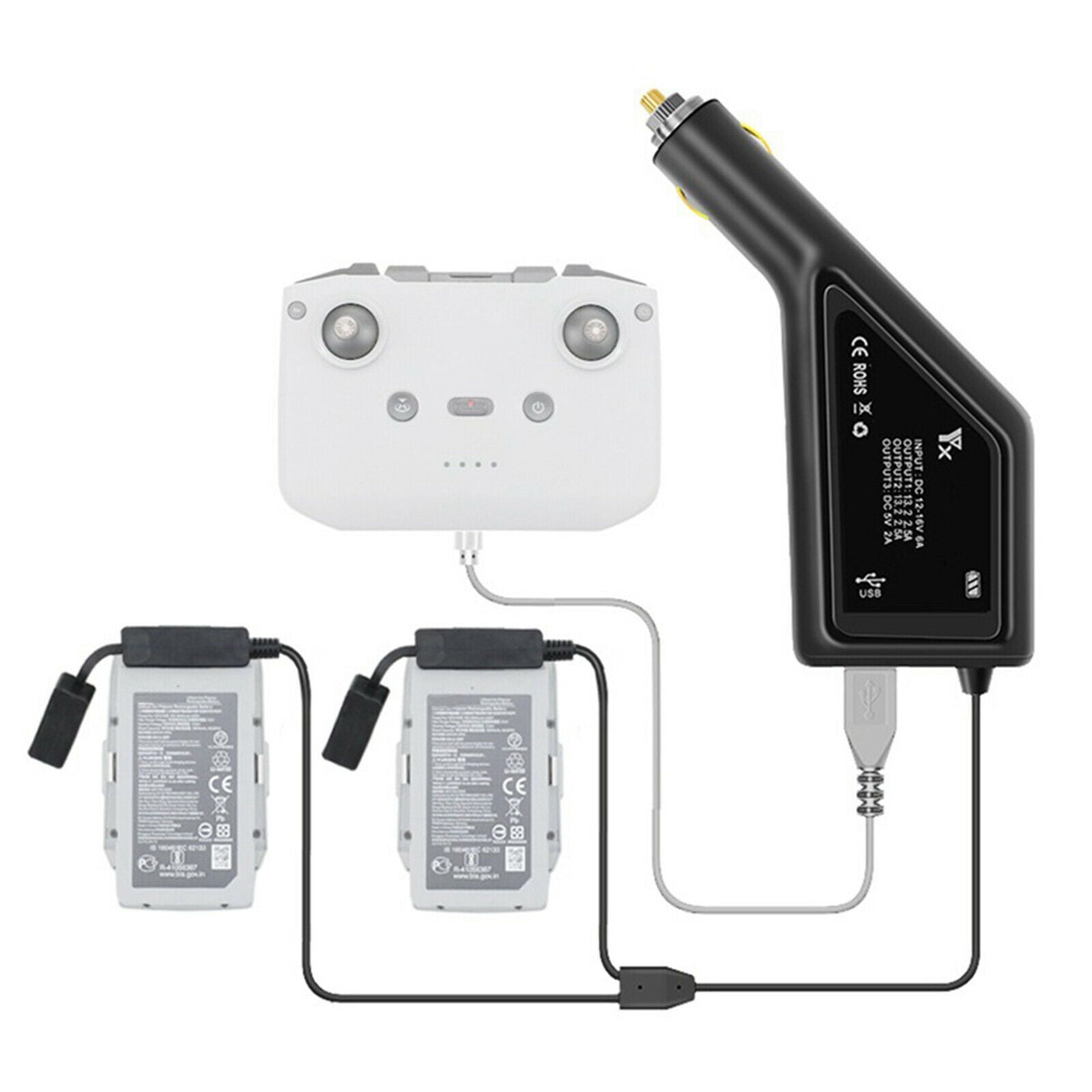 Drone 3in1 Car Charger Battery Remote Charger for DJI Mavic Air 2S Drone