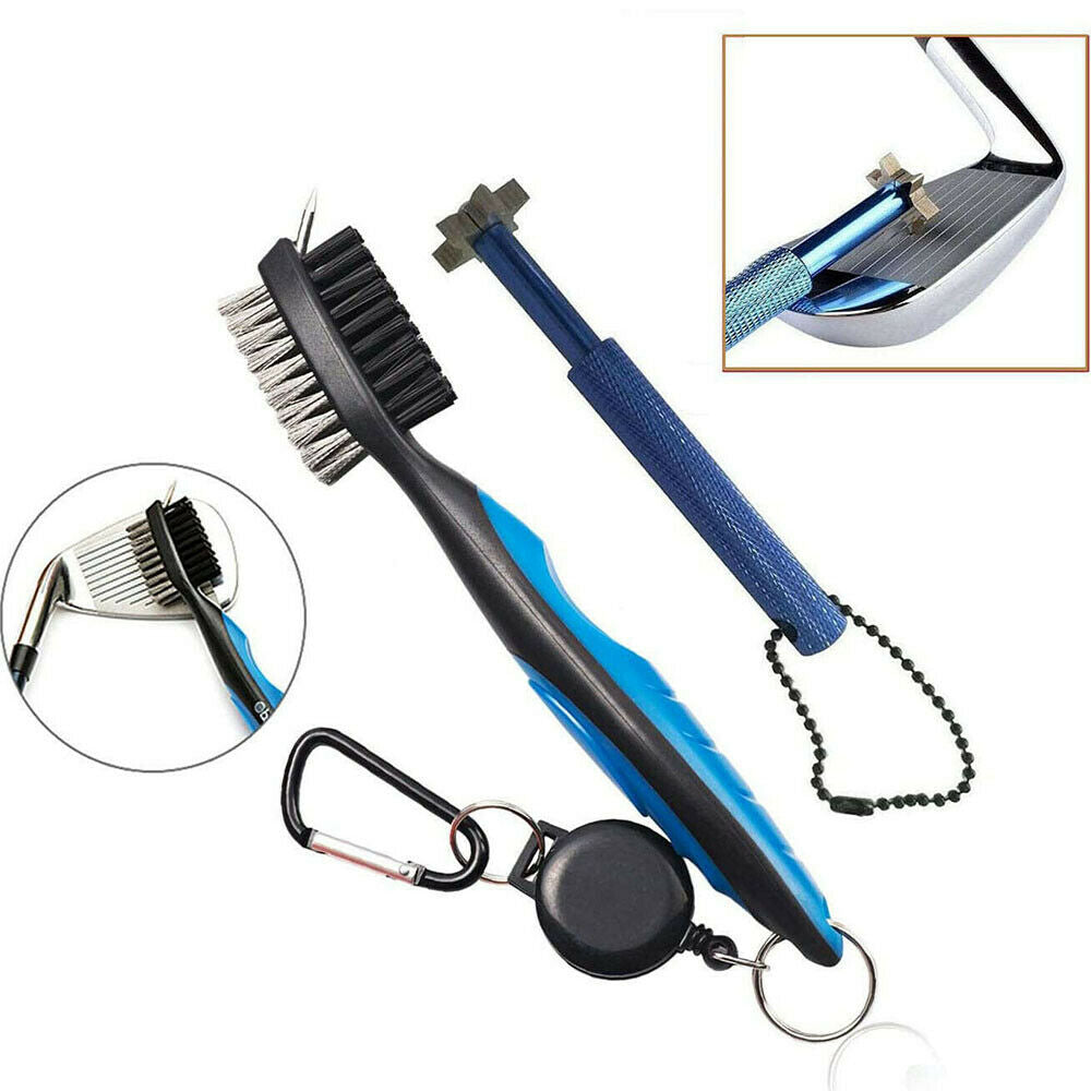 Golf Club Cleaning Groove Brush Cleaner & Golf Groove Sharpener Regrooving Set