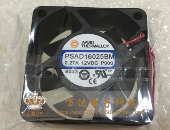 For AAVID THERMALLOY 6025 PSAD16025BM DC12V 0.27A 2pin 60*60*25mm  Fan@tlp