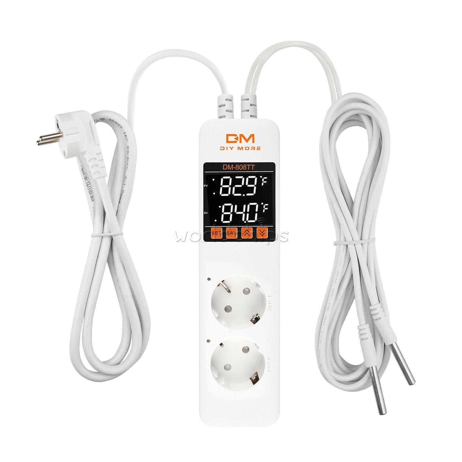 DM-808TT AC 85-250V Dual Smart Temperature Controller Power Outlet Socket 10A
