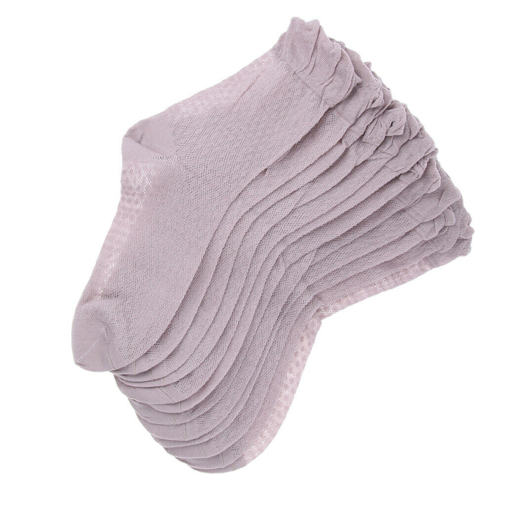 6pairs Lace Ruffle Floral Elastic Womens Breathable Casual Socks Gray
