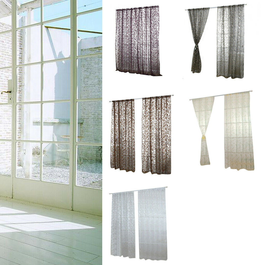 2x 100*200cm Modern Jacquard Window Treatment Curtain Door