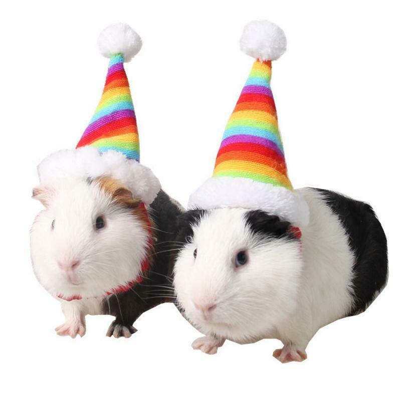 Pet Christmas Hat Santa Claus Cap Head Accessories for Rabbit Hamster Hedgehog