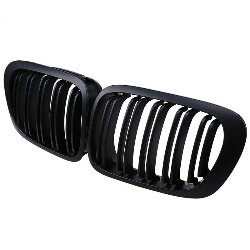 For BMW 3Series E46 M3 1999-2007 Pair Front Kidney Grilles Dual Slat Matte Black