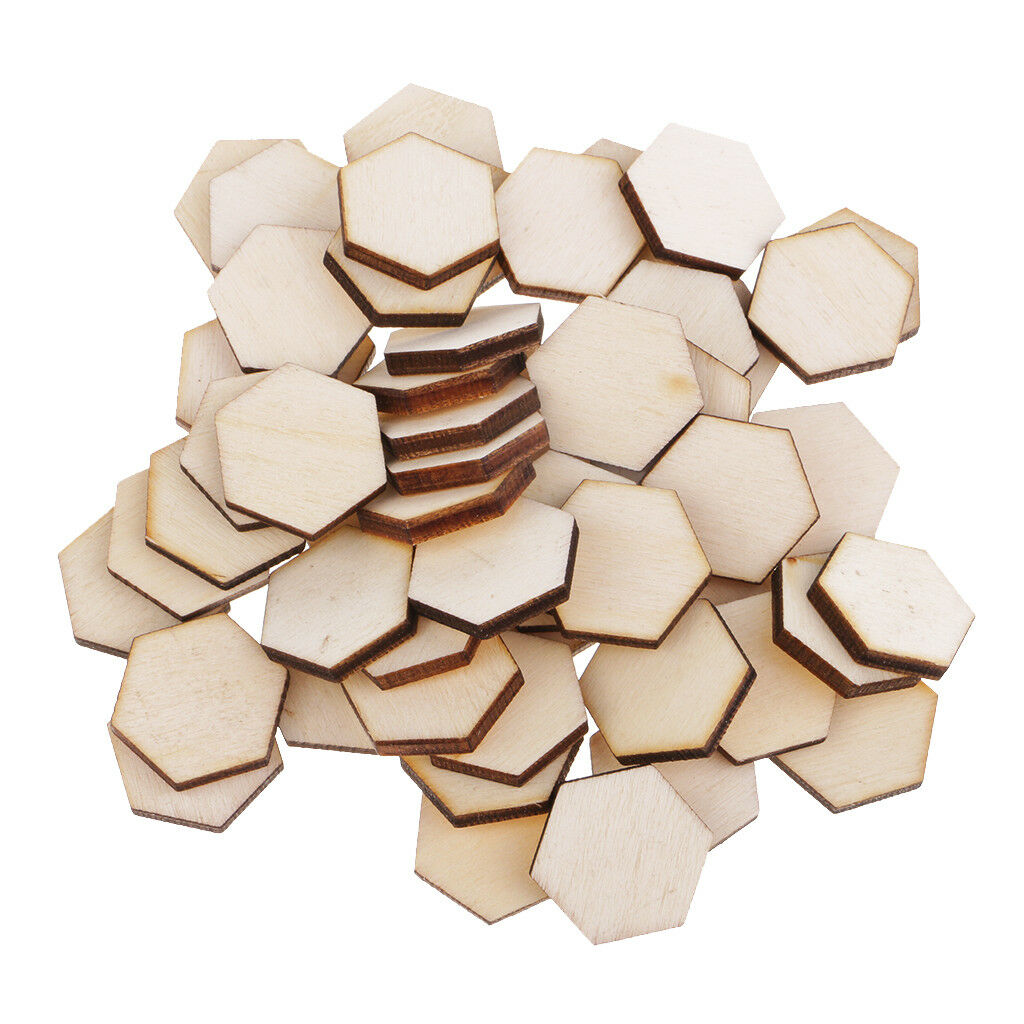 54pcs/set Wooden Hexagon Wood Slices Party Wedding Embellishment Crafts DIY