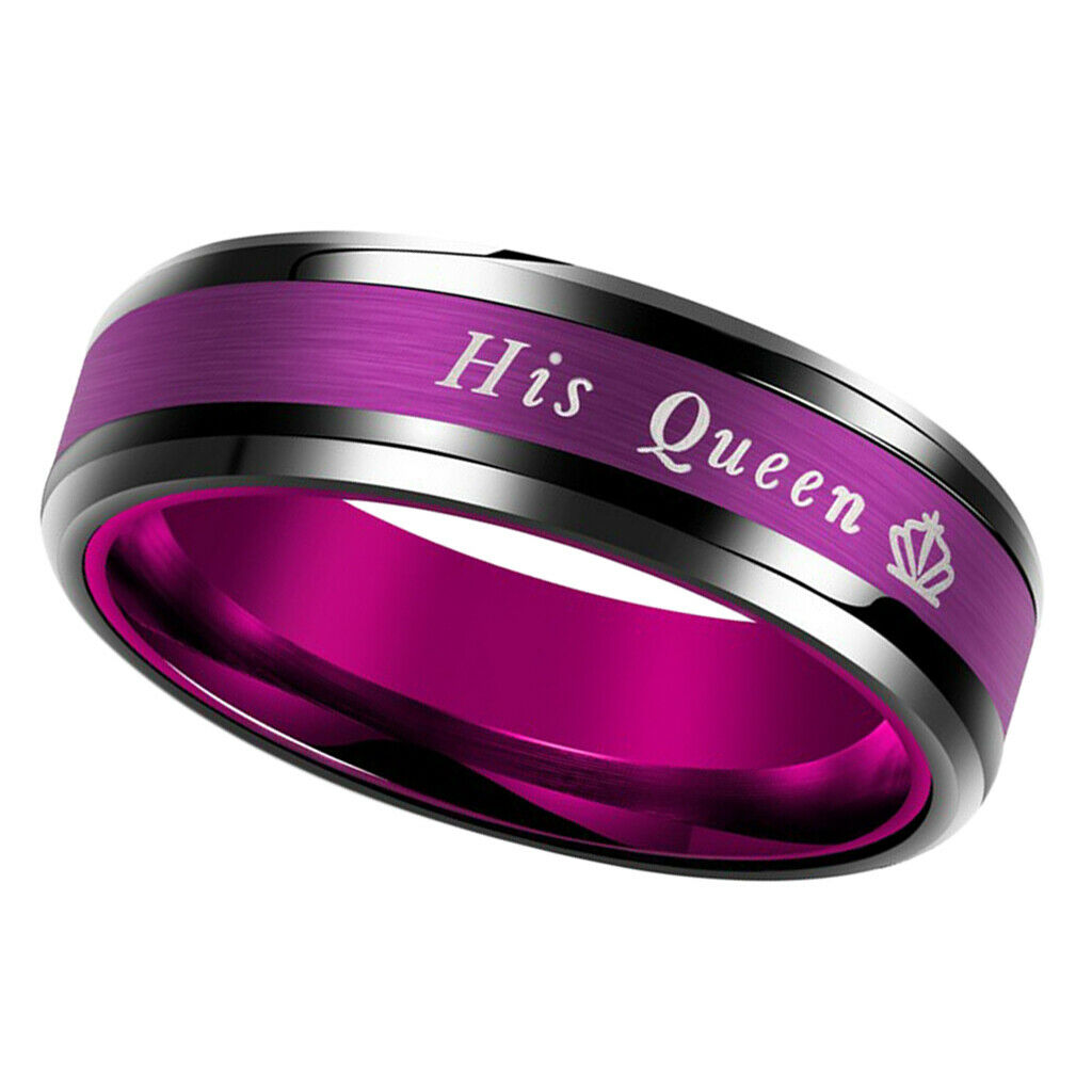 Titanium Steel Couple Ring Lover Ring Wedding Engagement Gift Purple 7 Size
