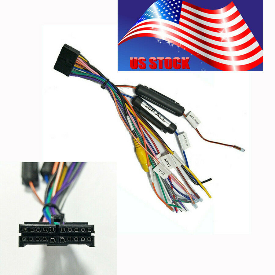 20 PIN Wiring Harness Connector Adapter for 1din or 2din DVD Power Cable Harness