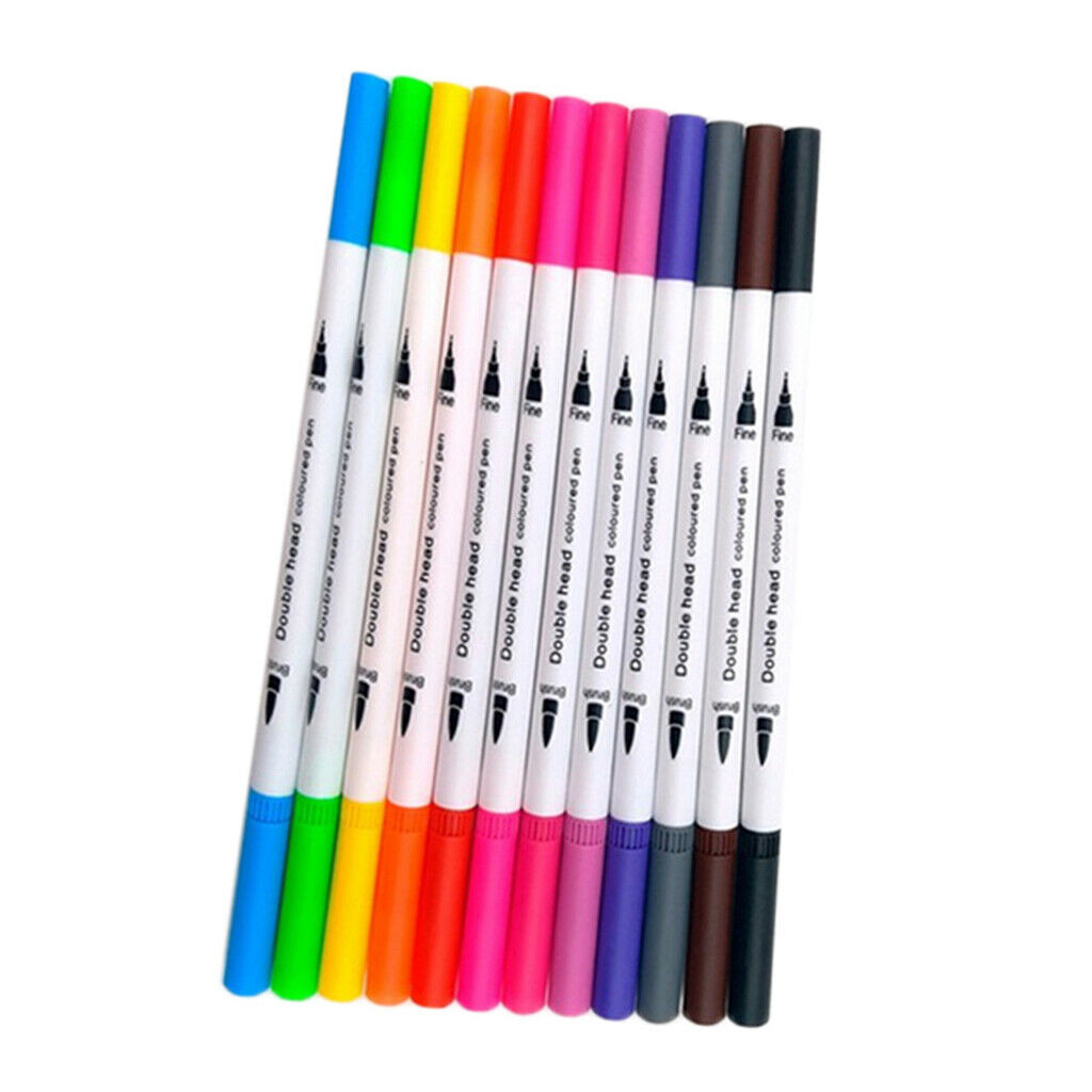 2x 12 Colors Dual Tip Brush Pen Set Blendable Calligraphy ACID FREE ODORLESS
