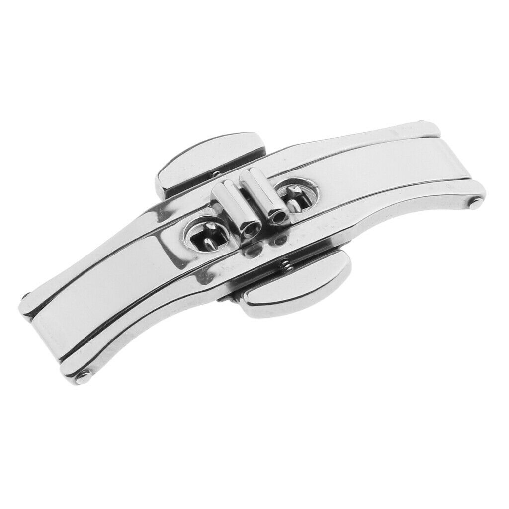 Butterfly Deployment Buckle Wristwatch Straps Clasps Stainless Steel 17x5mm
