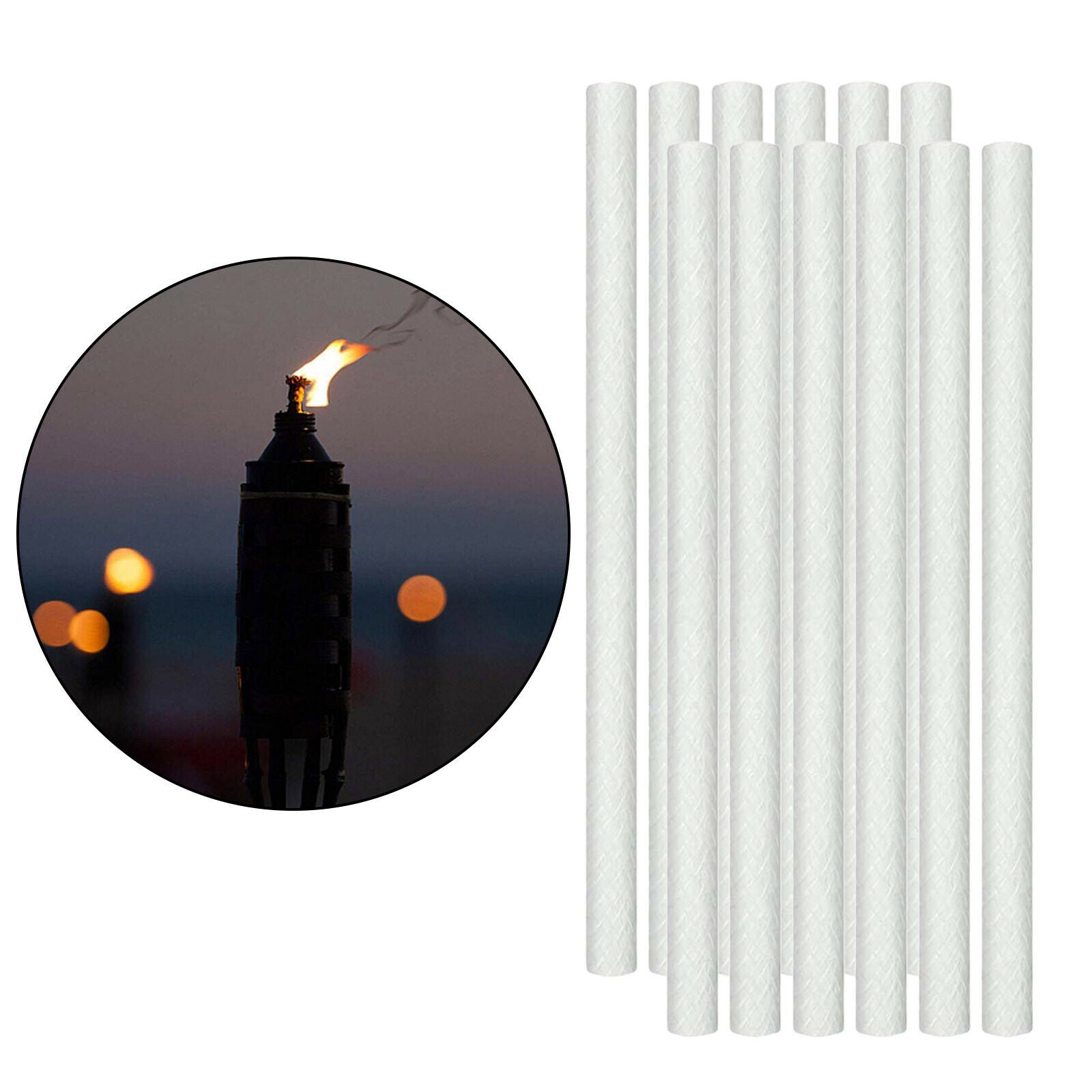 12x Long Life Fiberglass Replacement Wicks for Tiki Torches Oil Lamp Outdoor