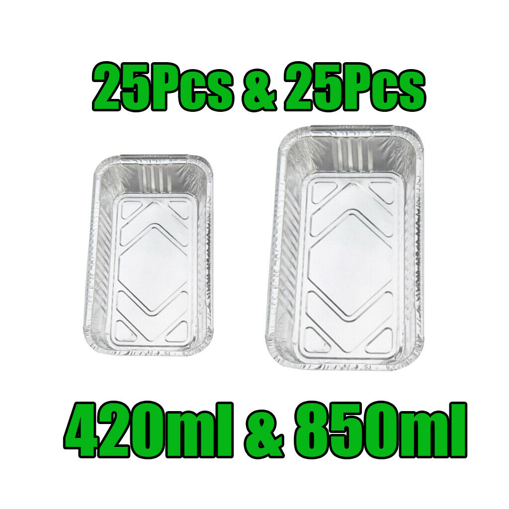 50Pcs 420 & 850ml Aluminum Foil Grill Drip Pans Grease Pans for BBQ Cooking