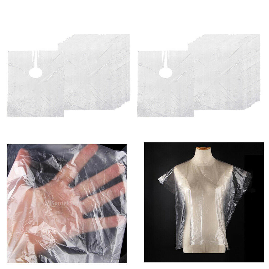 100x Waterproof Disposable Hair Cutting Cape Gown Capes Cloth Apron Gowns