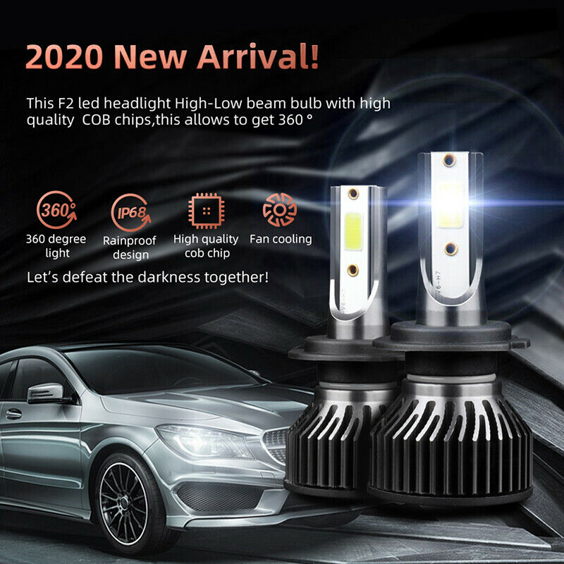 2PC H7 LED Headlight Conversion Kit COB Bulb White High Power 6000KBDAU