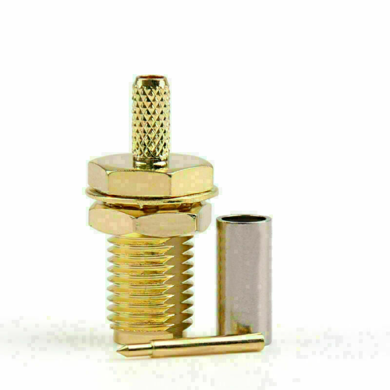 10Pcs Connector RP-SMA Female Jack Bulkhead Crimp RG174 RG316 LMR100 Cable CN