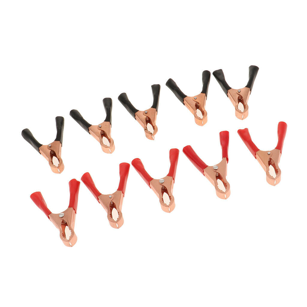 10X Red&Black Car Battery Test Lead Clips Crocodile Alligator Clamps -50A