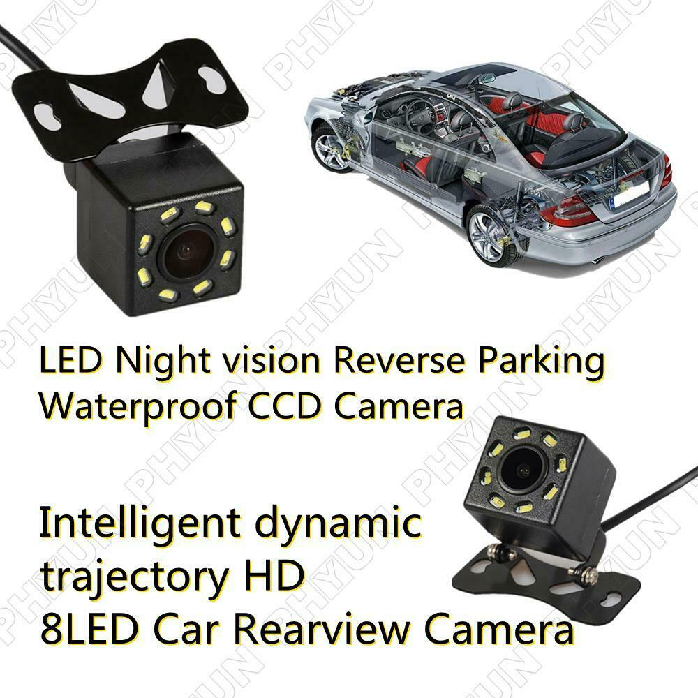 12V HD 8 LED Dynamic Trajectory Car Rearview Camera Reverse Parking Night Vision