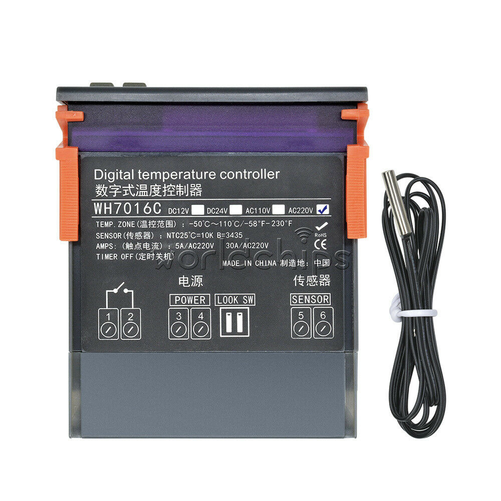 WH7016C 220V 90~250V 110V 10A NTC Temperature Controller Sensor Thermostat