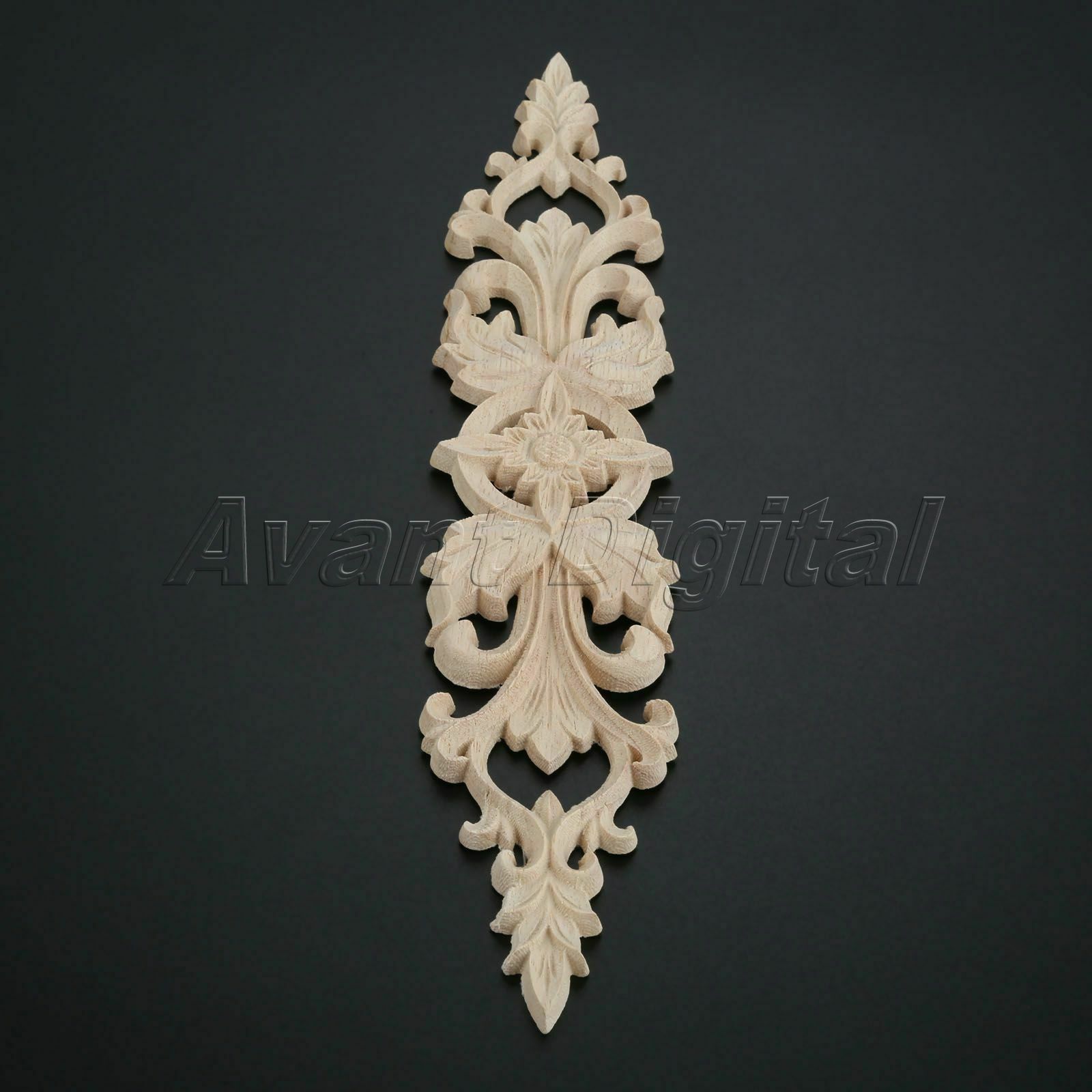 33*6cm Elegant Unpainted Wooden Carved Long Applique Oak Wood Decor Furniture