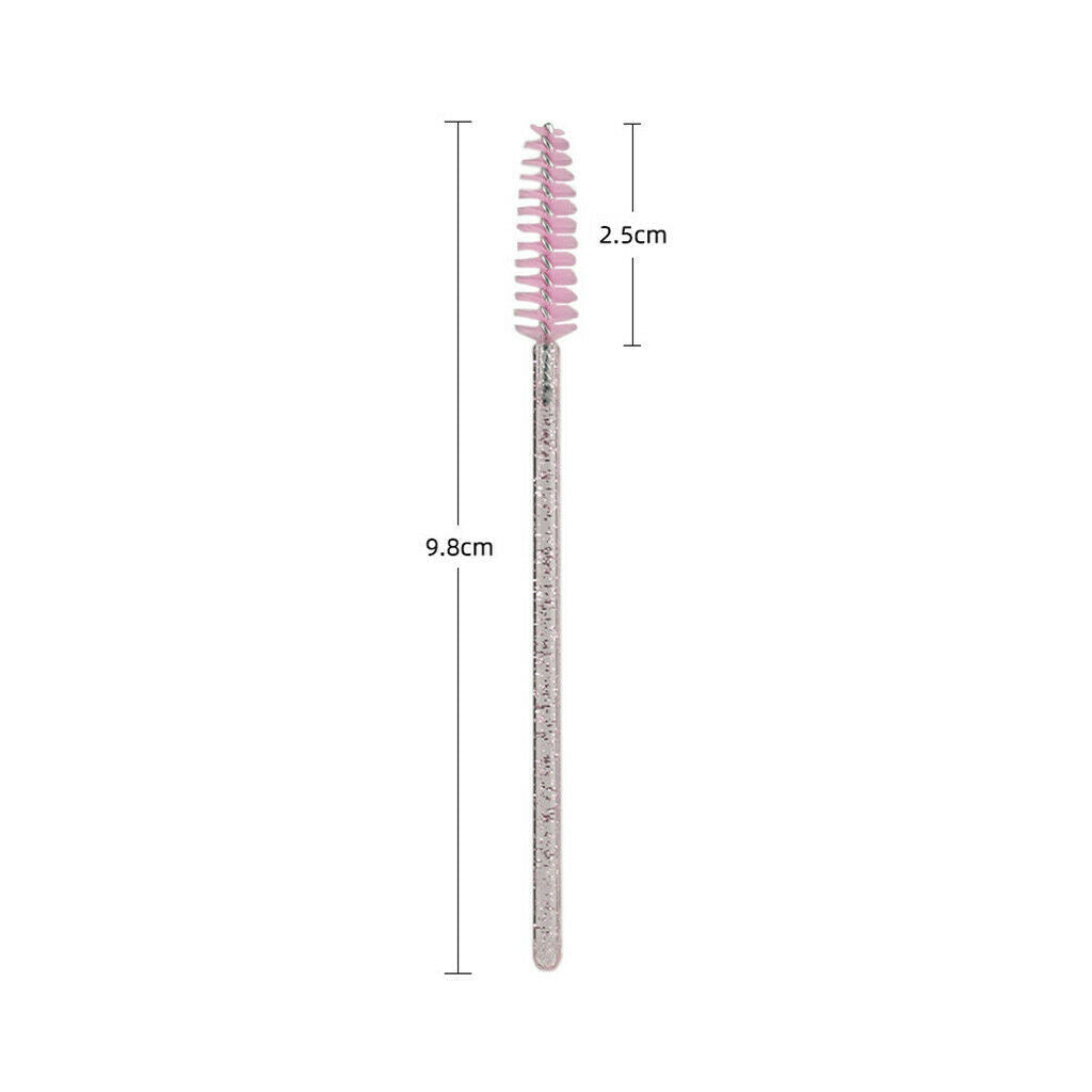 300 Packs Eyelash Mascara Wands w/ Crystal Handle Eyebrow Spiral Brushes