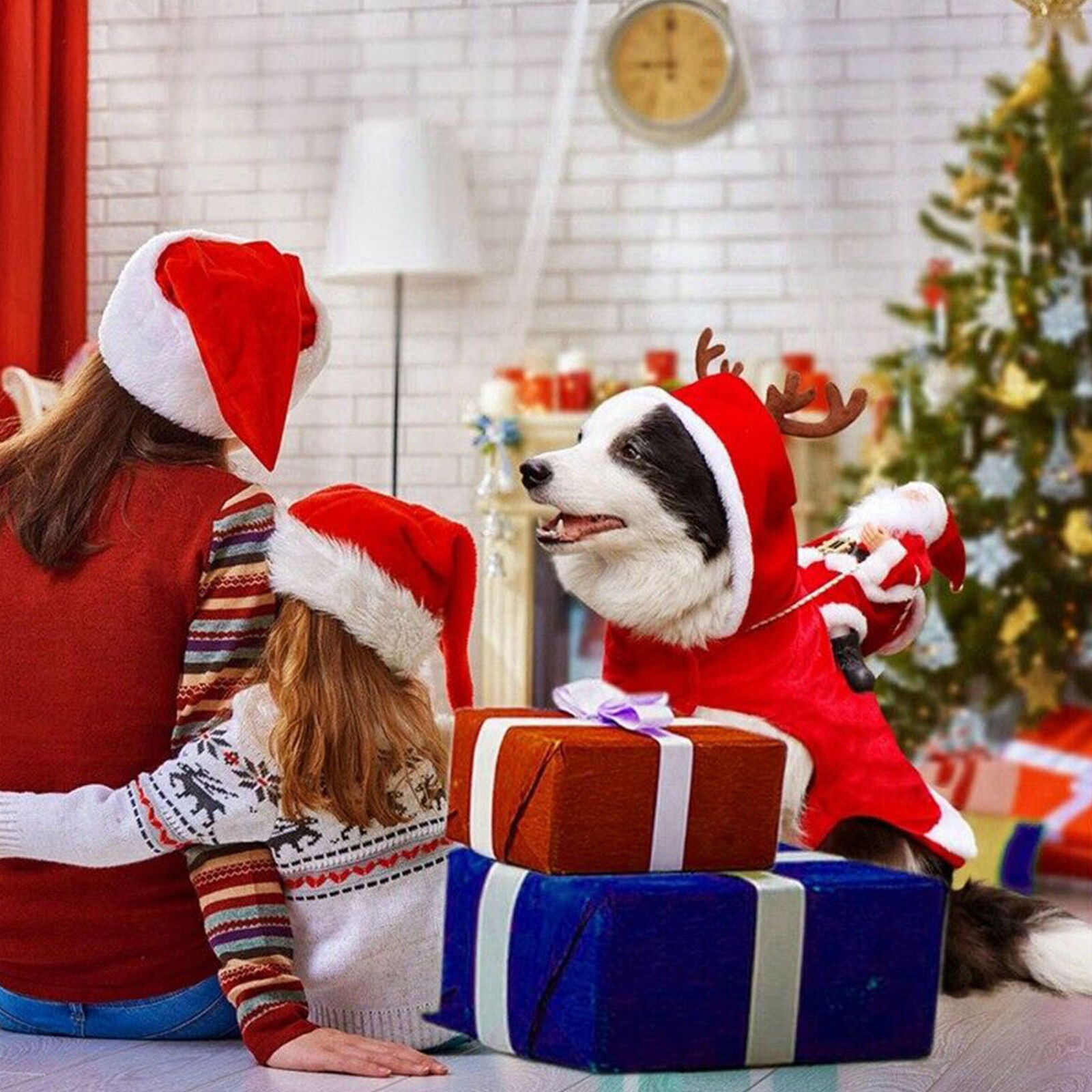 Christmas Santa Claus Pet Dog Fancy Dress Jacket Coat Costume Outfit Clothes XXL