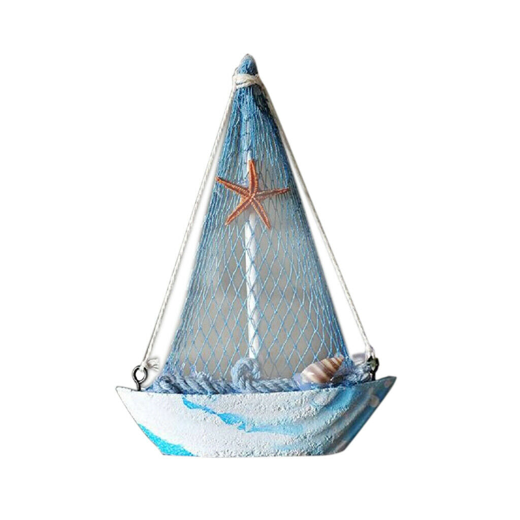 2Pcs Mediterranean Nautical Tropical Fishing Sailing Boat Fishes Ornament