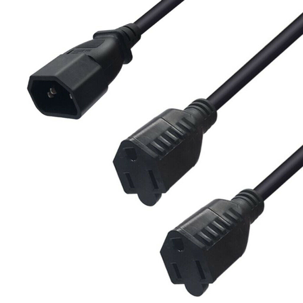 New C14 Male to 2x5-15R Female 30cm 3 Prong 0.75 Square PDU Server Kit