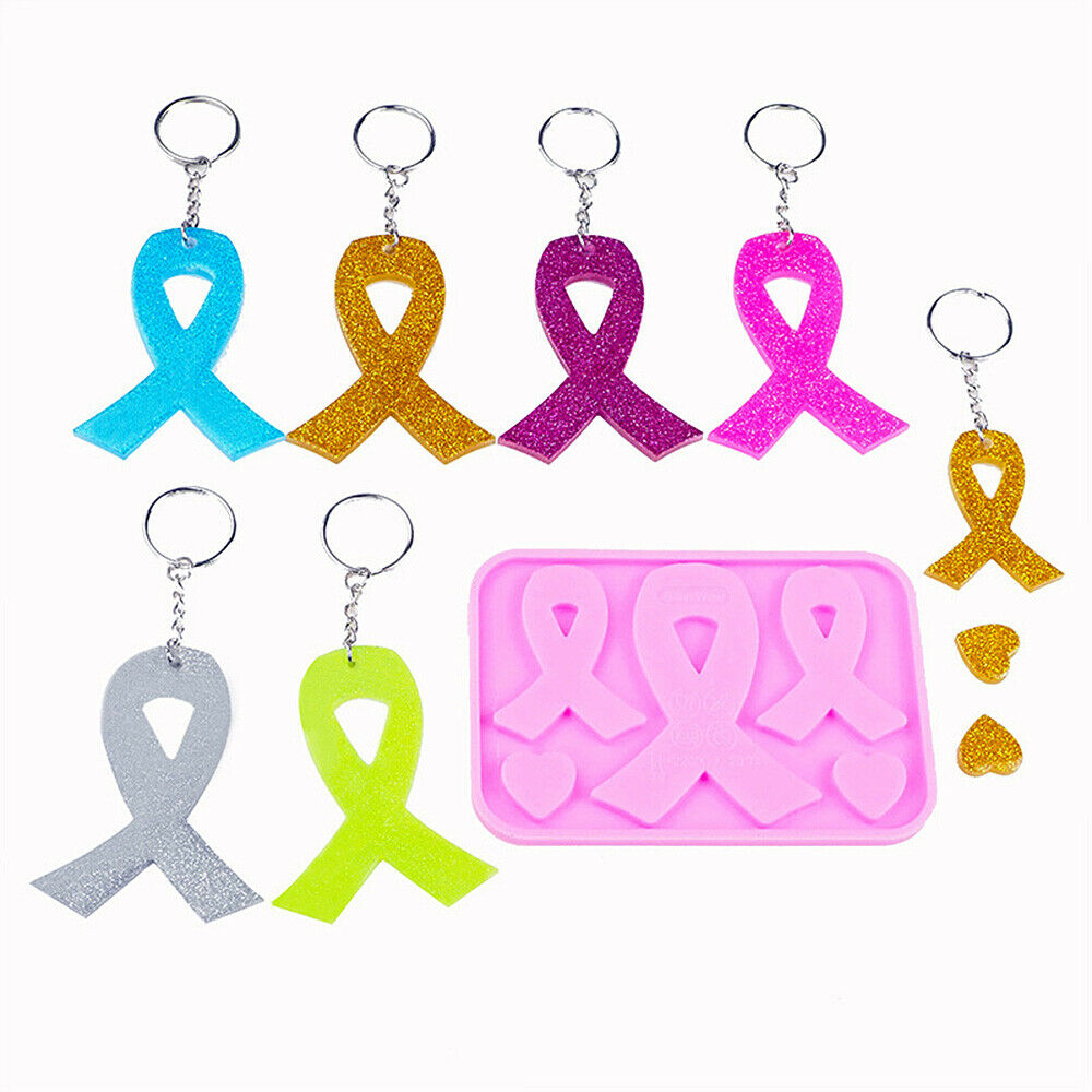 Ribbon Heart crystal Epoxy Silicone Molds DIY Casting Keychains Jewelry Pendant