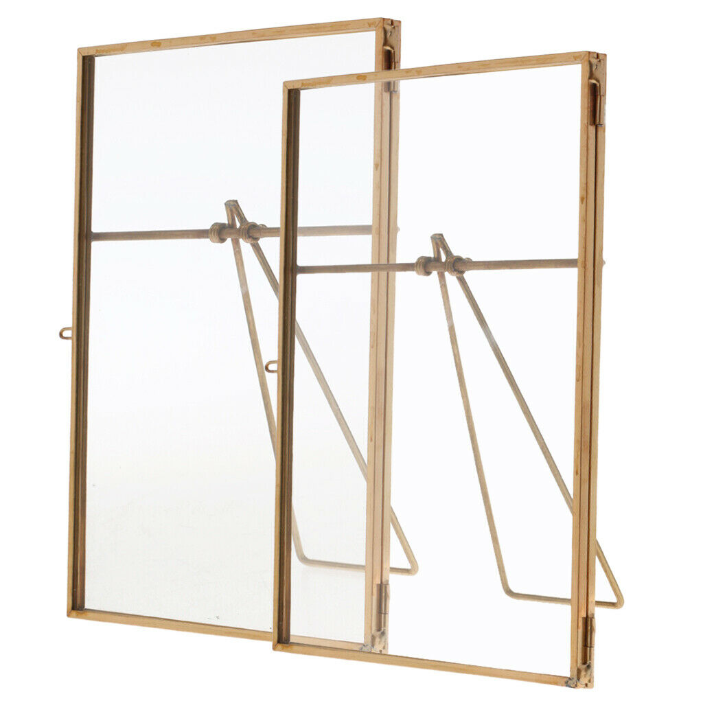 2Pcs Metal Glass Freestanding Desk Photo Picture Frame Portrait Holder 4x6in
