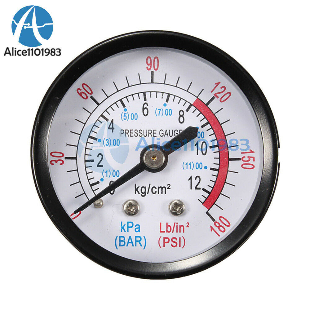 1/4 BSP Air Compressor Male Threaded 0-180PSI 0-12Kg/cm2 Pressure Gauge