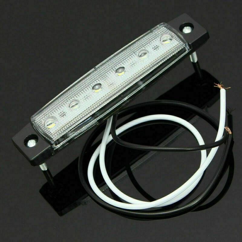 10x White 6 LED Side Marker Lamp Clearance Trailer Light Indicator Truck 24V 12V