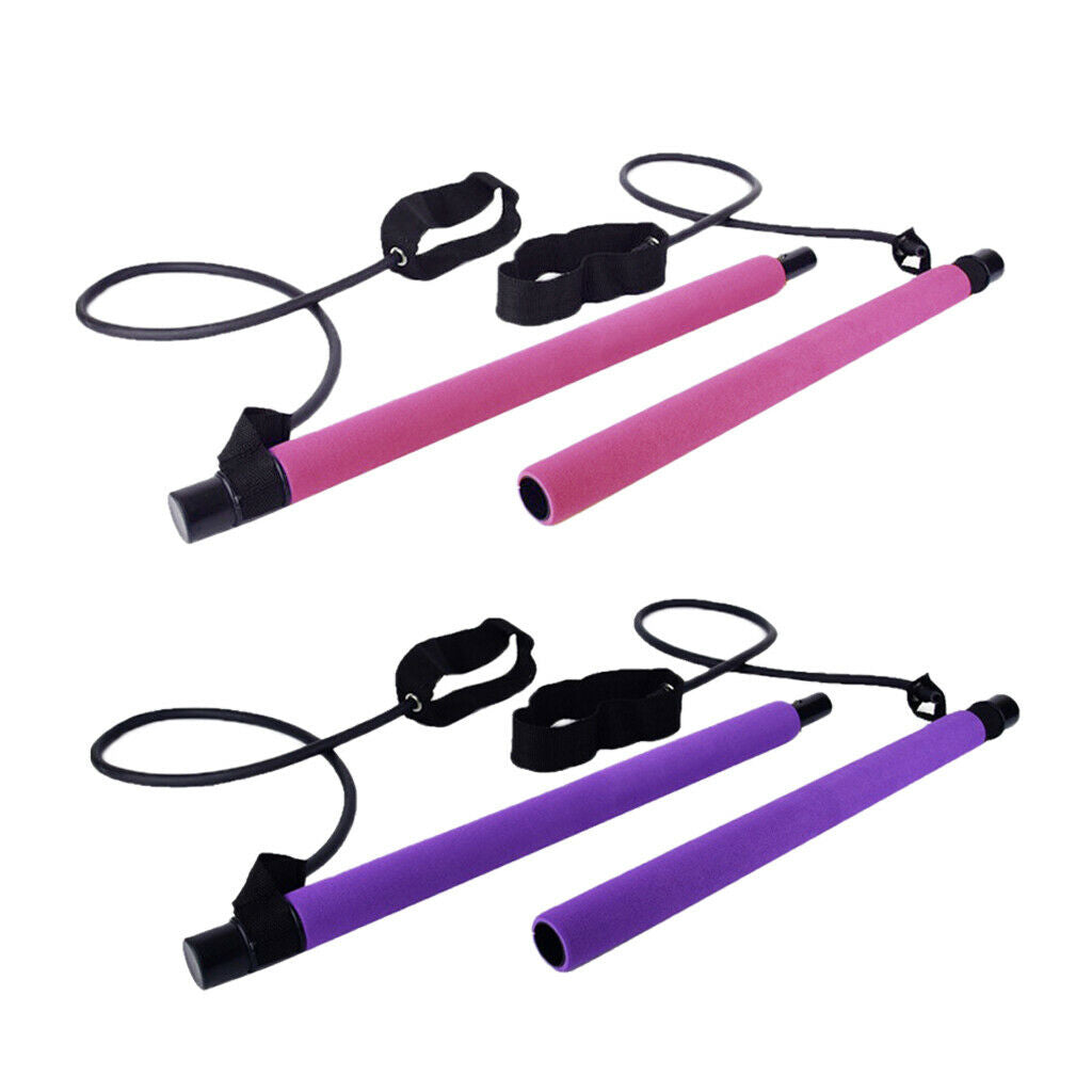 Pilates Yoga Bar Kit Home Fitness Resistance Band Thigh Toner Master Trainer