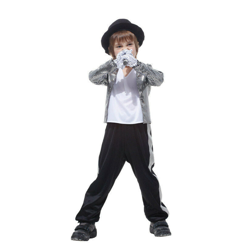 Boys Kids Michael Jackson Costumes Performance Halloween Fancy Dress  M