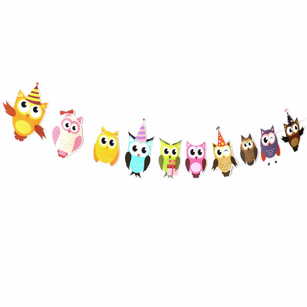cartoon owl paper flag birthday party decoration banner bunting for childr.l8