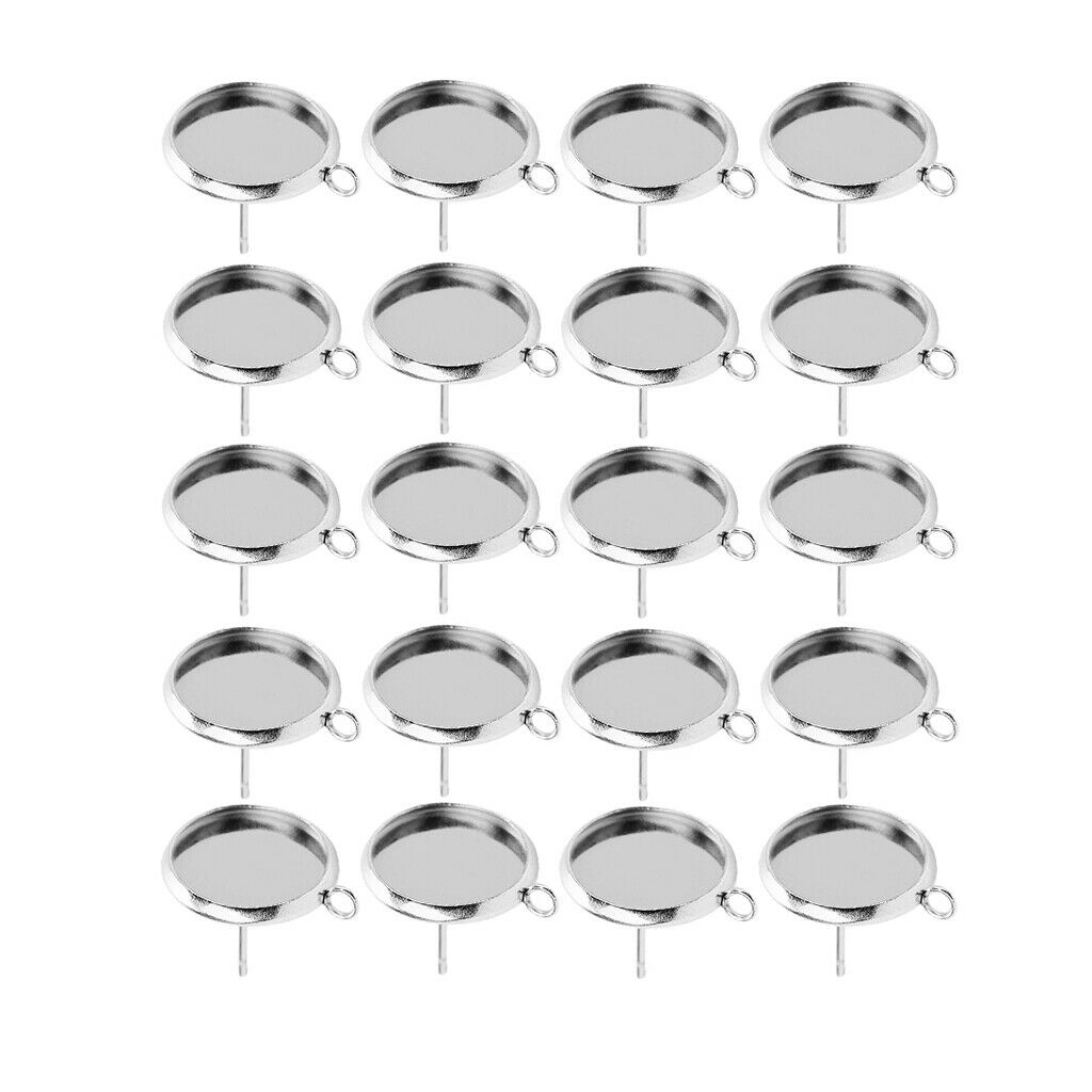 20X Stainless Steel Earrings Pin Stud Findings Back Post Blank DIY Craft 8mm