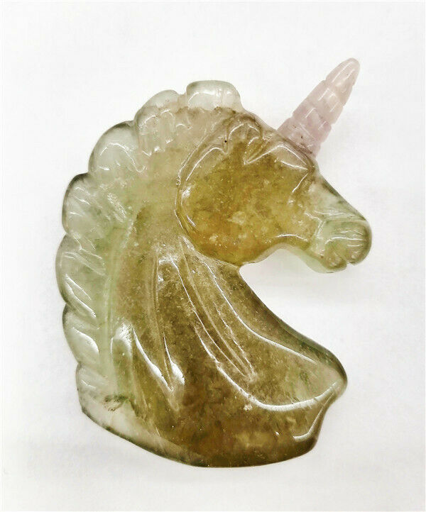 60x40x15mm Natural Fluorite Carved Unicorn Decoration Statue Reiki Decor HH7537