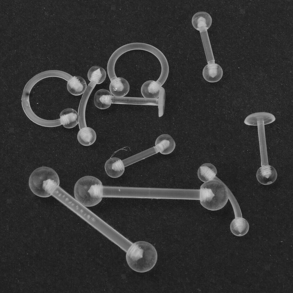10Pcs Acrylic Body Jewelry Piercing Clear Retainer Nose  Lip Tongue